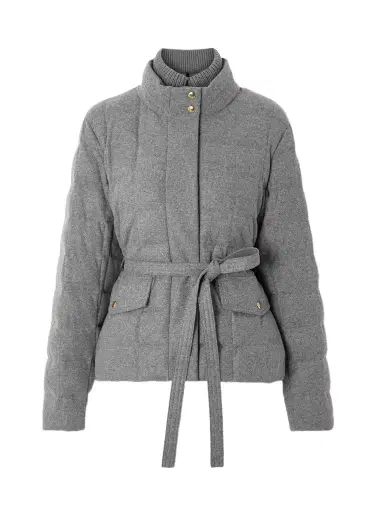 Moncler Bussettes Belted Quilted Padded Flannel Down Jacket | Thumbnail 1
