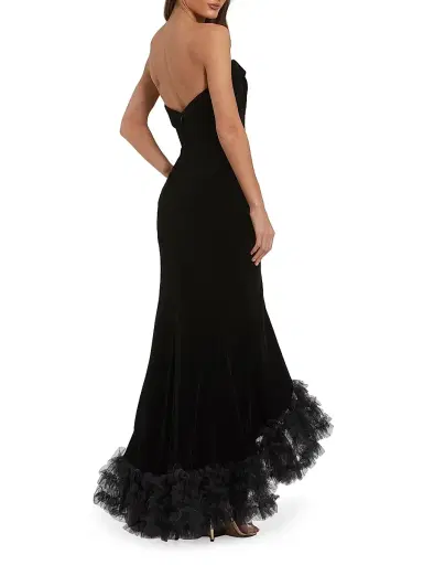 Mac Duggal Women's Frilled-Slit Crossover Bustier Gown - Black - Size 14 | Thumbnail 2 Mac Duggal Women's Frilled-Slit Crossover Bustier Gown - Black - Size 14 | Thumbnail 2
