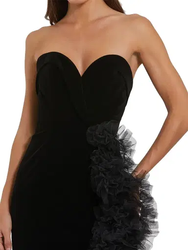 Mac Duggal Women's Frilled-Slit Crossover Bustier Gown - Black - Size 14 | Thumbnail 3 Mac Duggal Women's Frilled-Slit Crossover Bustier Gown - Black - Size 14 | Thumbnail 3