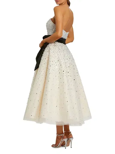 Mac Duggal Women's Bandeau Beaded Midi-Dress - Black Cream - Size 14 | Thumbnail 2 Mac Duggal Women's Bandeau Beaded Midi-Dress - Black Cream - Size 14 | Thumbnail 2