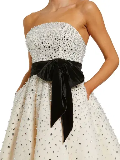 Mac Duggal Women's Bandeau Beaded Midi-Dress - Black Cream - Size 14 | Thumbnail 3 Mac Duggal Women's Bandeau Beaded Midi-Dress - Black Cream - Size 14 | Thumbnail 3