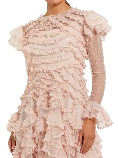 Mac Duggal Women's Ruffled Lace Maxi Dress - Porcelain - Size 16 | Thumbnail 3 Mac Duggal Women's Ruffled Lace Maxi Dress - Porcelain - Size 16 | Thumbnail 3
