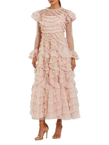 Mac Duggal Women's Ruffled Lace Maxi Dress - Porcelain - Size 16 | Thumbnail 1 Mac Duggal Women's Ruffled Lace Maxi Dress - Porcelain - Size 16 | Thumbnail 1