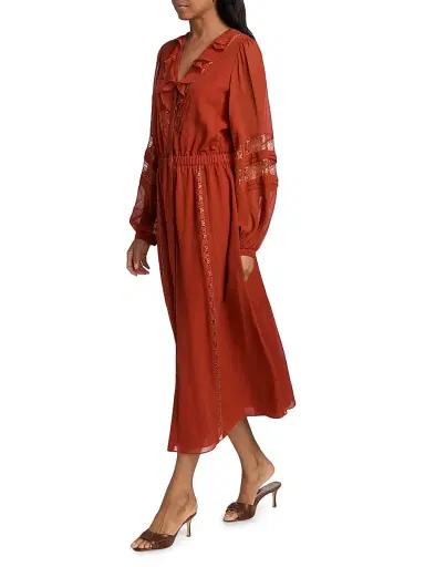 Ramy Brook Women's Connie Silk & Lace Dress - Amber | Thumbnail 2 Ramy Brook Women's Connie Silk & Lace Dress - Amber | Thumbnail 2