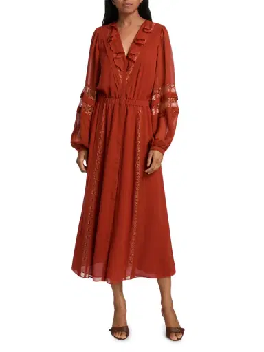 Ramy Brook Women's Connie Silk & Lace Dress - Amber | Thumbnail 3 Ramy Brook Women's Connie Silk & Lace Dress - Amber | Thumbnail 3