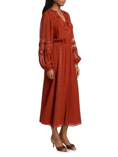 Ramy Brook Women's Connie Silk & Lace Dress - Amber | Thumbnail 4 Ramy Brook Women's Connie Silk & Lace Dress - Amber | Thumbnail 4