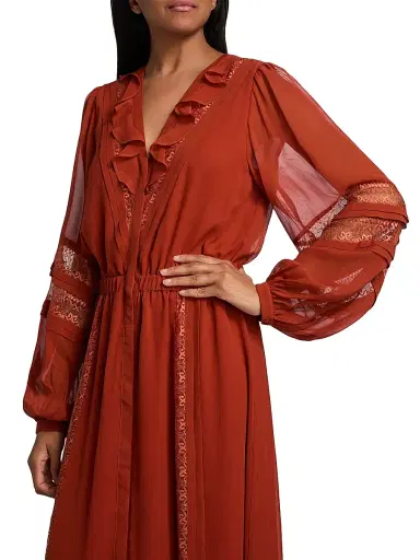 Ramy Brook Women's Connie Silk & Lace Dress - Amber | Thumbnail 6 Ramy Brook Women's Connie Silk & Lace Dress - Amber | Thumbnail 6