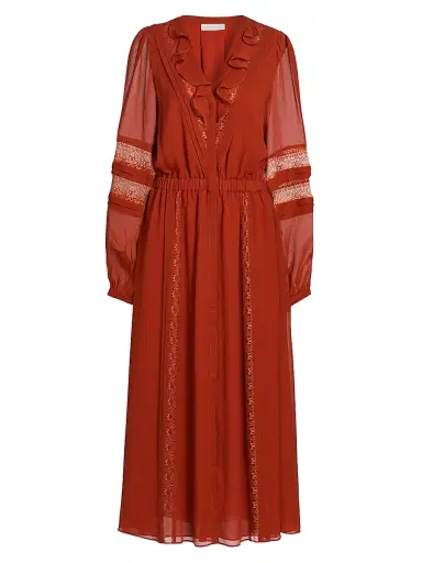 Ramy Brook Women's Connie Silk & Lace Dress - Amber | Thumbnail 1 Ramy Brook Women's Connie Silk & Lace Dress - Amber | Thumbnail 1