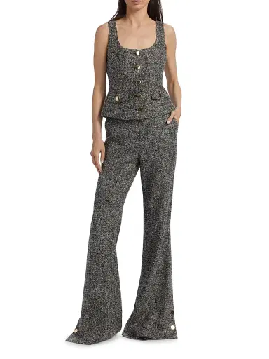 Toccin Women's Georgia Tweed Button-Front Top - Charcoal Multi | Thumbnail 2