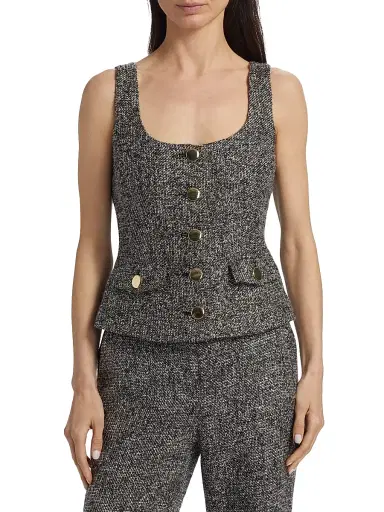 Toccin Women's Georgia Tweed Button-Front Top - Charcoal Multi | Thumbnail 3