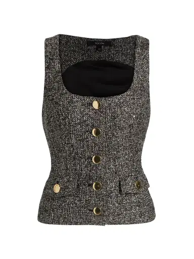 Toccin Women's Georgia Tweed Button-Front Top - Charcoal Multi | Thumbnail 1