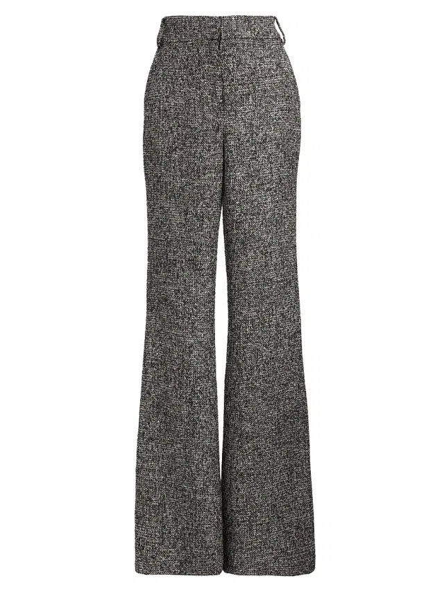 Toccin Women's Gracie Button-Cuff Tweed Pants - Charcoal Multi