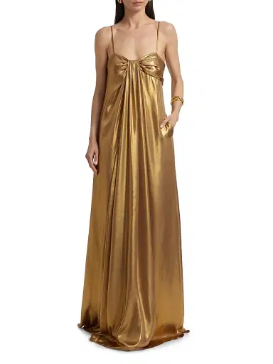 Toccin Women's Liza Metallic Cascade Gown - Antique Gold | Thumbnail 2 Toccin Women's Liza Metallic Cascade Gown - Antique Gold | Thumbnail 2