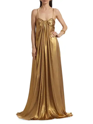 Toccin Women's Liza Metallic Cascade Gown - Antique Gold | Thumbnail 3 Toccin Women's Liza Metallic Cascade Gown - Antique Gold | Thumbnail 3