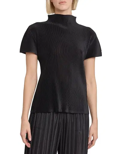 Pleats Please Issey Miyake Women's Mist Basics Ribbed Top - Black - Size Large | Thumbnail 3 Pleats Please Issey Miyake Women's Mist Basics Ribbed Top - Black - Size Large | Thumbnail 3