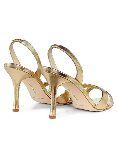 Manolo Blahnik Women's Callasli Leather Slingback Sandals - Gold - Size 5 | Thumbnail 3