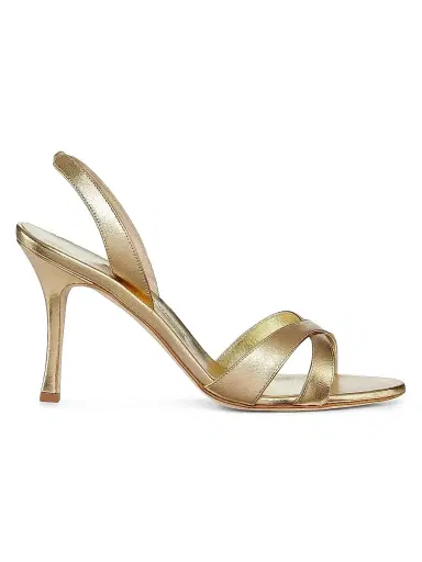 Manolo Blahnik Women's Callasli Leather Slingback Sandals - Gold - Size 5 | Thumbnail 1