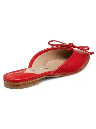 Manolo Blahnik Women's Ballerimu Bow-Detailed Leather Flat Mules - Red - Size 8.5 | Thumbnail 3 Manolo Blahnik Women's Ballerimu Bow-Detailed Leather Flat Mules - Red - Size 8.5 | Thumbnail 3