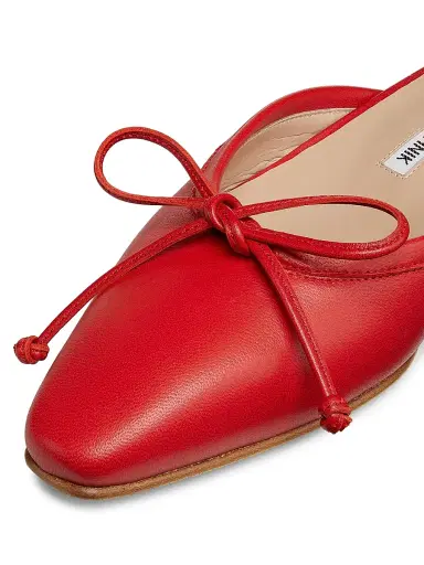 Manolo Blahnik Women's Ballerimu Bow-Detailed Leather Flat Mules - Red - Size 8.5 | Thumbnail 5 Manolo Blahnik Women's Ballerimu Bow-Detailed Leather Flat Mules - Red - Size 8.5 | Thumbnail 5