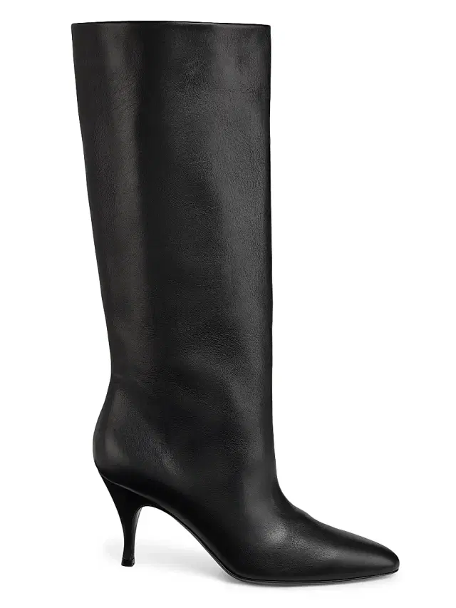 Herbert Levine Women's 80MM Leather Knee-High Booties - Soft Calf Skin Black