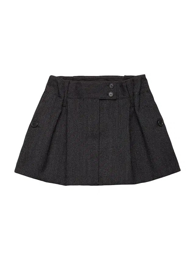 Women's Chevron Wool Mini Skirt - Grey