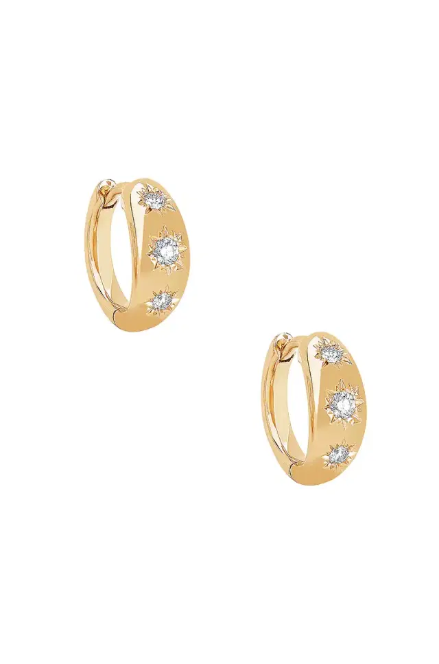 Three Star Set Diamond Huggies Three Star Set Diamond Huggies