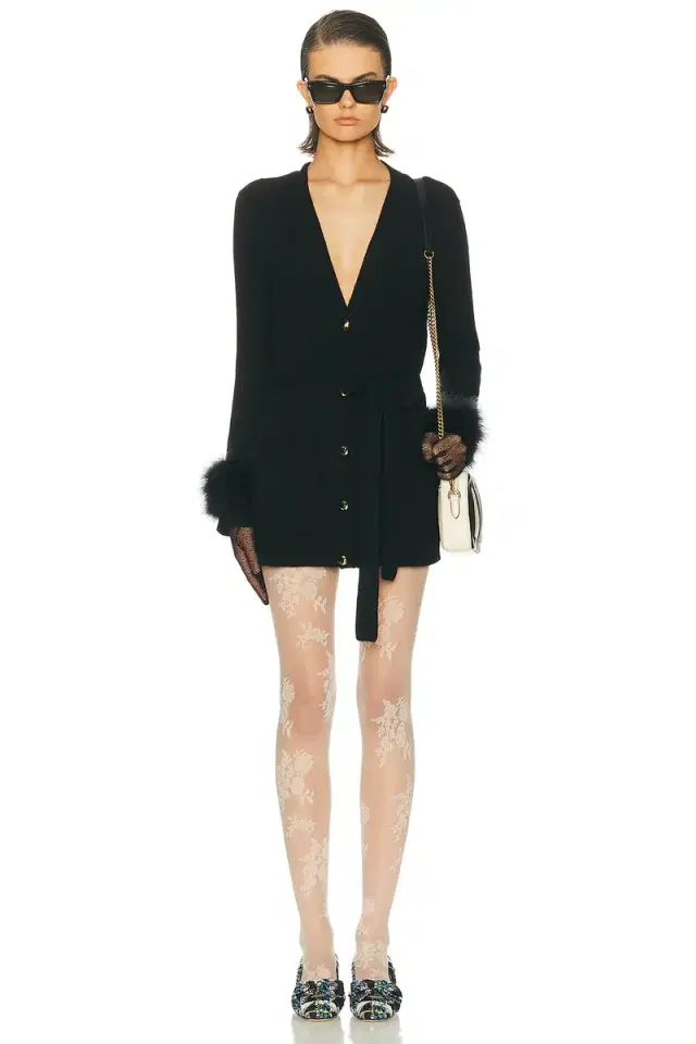 Valentino Feather Cuff Cardigan