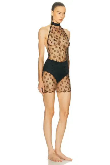 Kiki de Montparnasse All Over Lace Halter Mini Slip Dress | Thumbnail 2