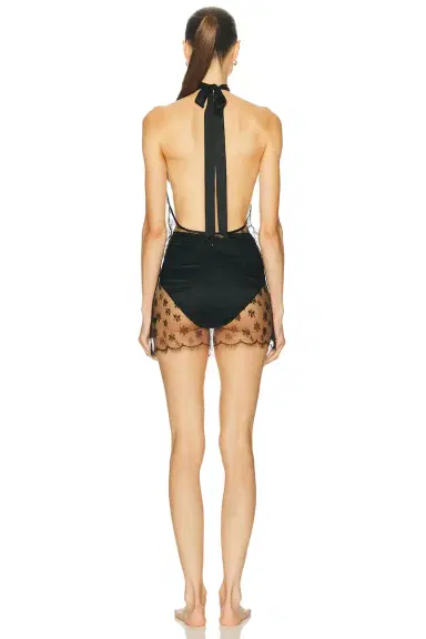 Kiki de Montparnasse All Over Lace Halter Mini Slip Dress | Thumbnail 3