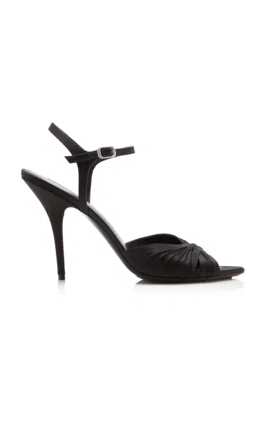 Balenciaga Dynas Plisse Satin Heeled Sandals | Thumbnail 1