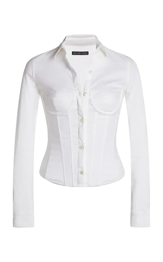 Ruched Stretch-Poplin Shirt