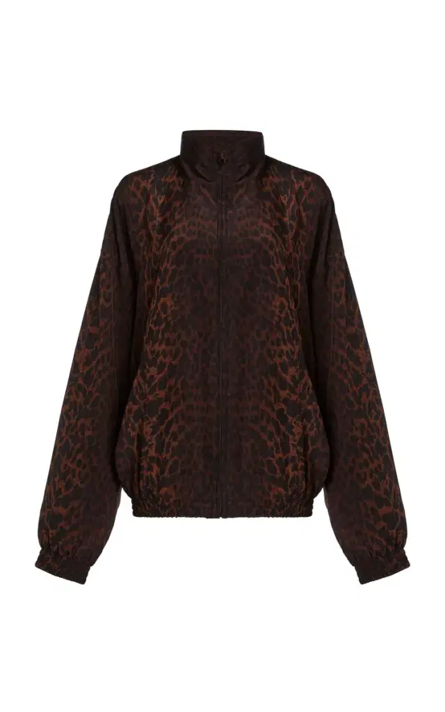 Tracksuit-Style Silk-Crepe Blouse