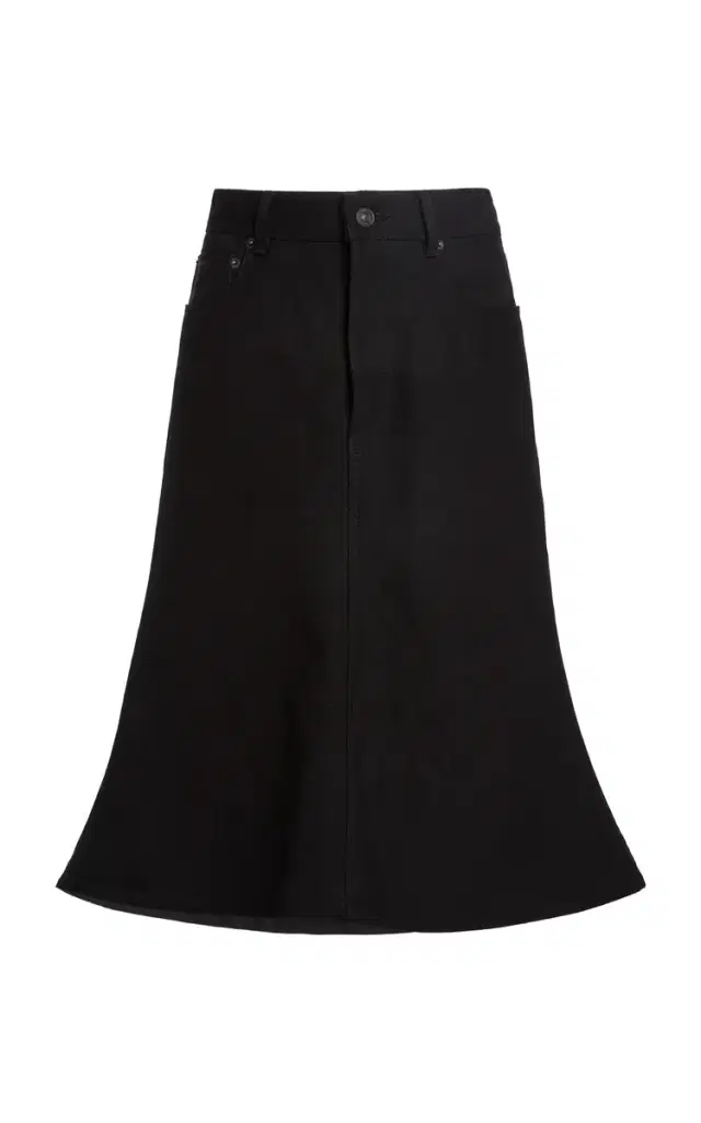 Balenciaga Flared Waxed Denim Midi Skirt