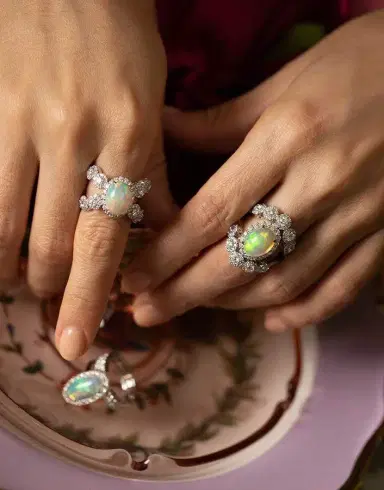 YEPREM Opal and Diamond X Ring | Thumbnail 3