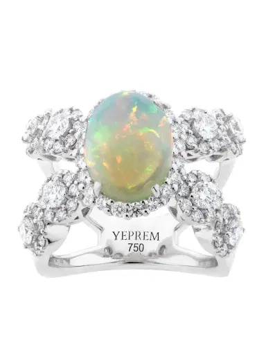 YEPREM Opal and Diamond X Ring | Thumbnail 1