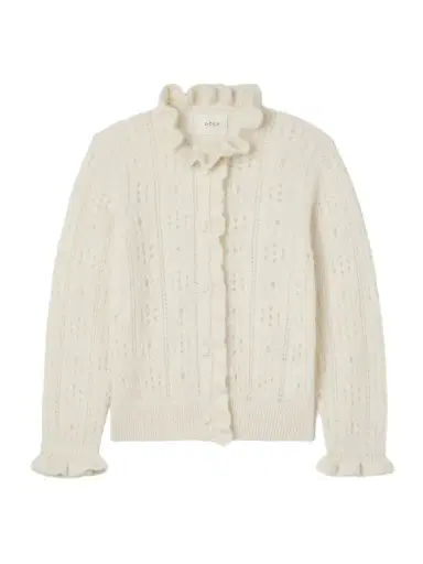 DÔEN Claudie Ruffled Pointelle-knit Alpaca-blend Cardigan | Thumbnail 1