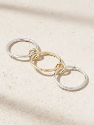 Spinelli Kilcollin Solarium Set Of Three 18-karat Gold And Sterling Silver Rings | Thumbnail 3