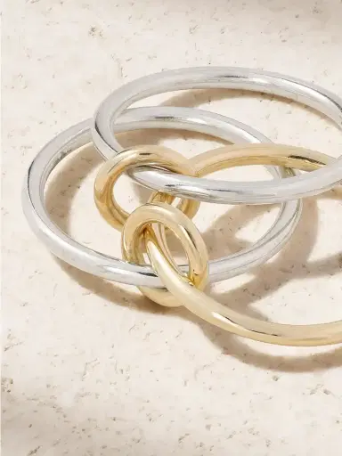 Spinelli Kilcollin Solarium Set Of Three 18-karat Gold And Sterling Silver Rings | Thumbnail 4