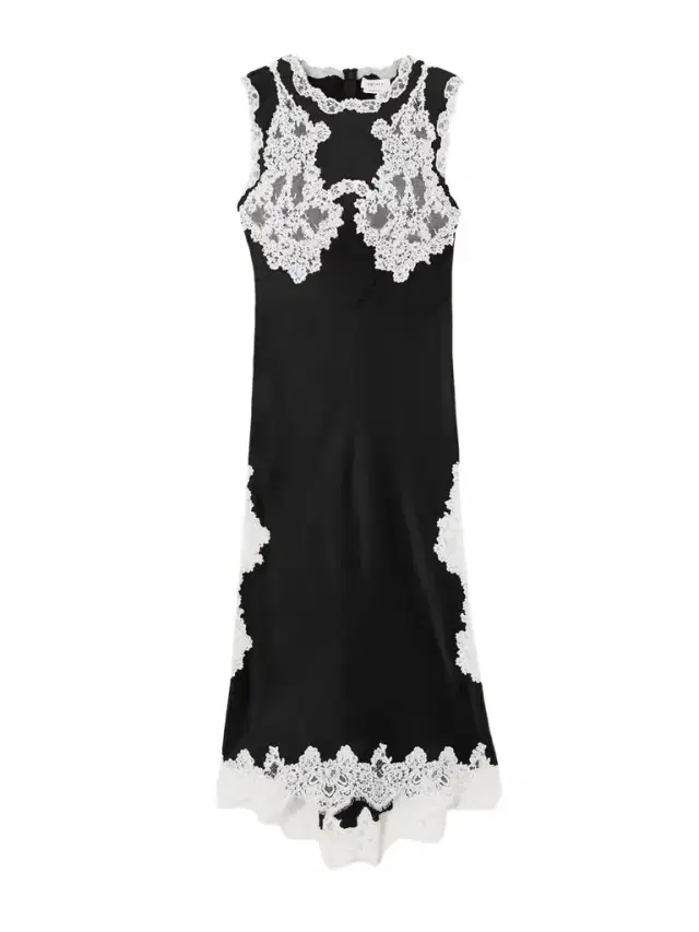 Lace-trimmed Satin Midi Dress