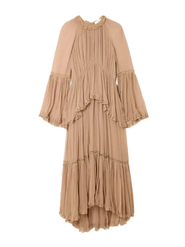 Hypnotic Lace-trimmed Tiered Crepe De Chine Midi Dress