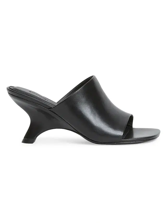 SIMKHAI Women's Shadow 75MM Mule Leather Sandals - Black