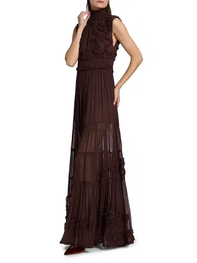 Ulla Johnson Women's Verona Silk Smocked Gown | Thumbnail 4 Ulla Johnson Women's Verona Silk Smocked Gown | Thumbnail 4