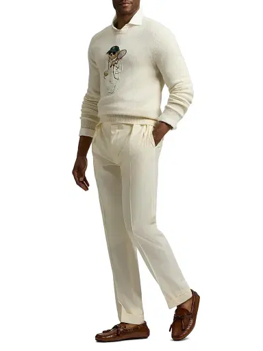 Ralph Lauren Purple Label Men's Tennis Polo Bear Cashmere Crewneck Sweater - Classic Cream - Size Medium | Thumbnail 2 Ralph Lauren Purple Label Men's Tennis Polo Bear Cashmere Crewneck Sweater - Classic Cream - Size Medium | Thumbnail 2
