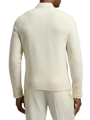Ralph Lauren Purple Label Men's Tennis Polo Bear Cashmere Crewneck Sweater - Classic Cream - Size Medium | Thumbnail 5 Ralph Lauren Purple Label Men's Tennis Polo Bear Cashmere Crewneck Sweater - Classic Cream - Size Medium | Thumbnail 5