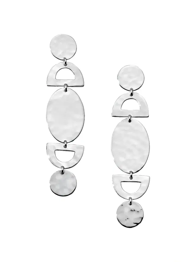 Women's Classico Crinkle Sterling Silver Five-Tier Drop Earrings - Silver