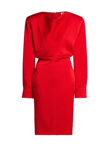 Stella McCartney Women's Satin Long-Sleeve Midi-Dress - Lipstick Red | Thumbnail 1