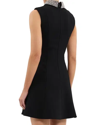 Rebecca Vallance Women's Violetta Diamanté-Collar Minidress - Black - Size 14 | Thumbnail 4