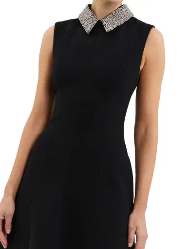 Rebecca Vallance Women's Violetta Diamanté-Collar Minidress - Black - Size 14 | Thumbnail 5