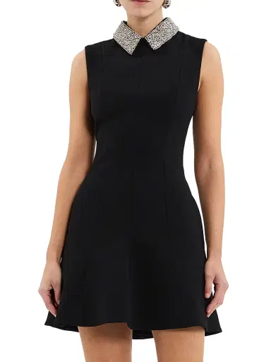 Rebecca Vallance Women's Violetta Diamanté-Collar Minidress - Black - Size 14 | Thumbnail 1