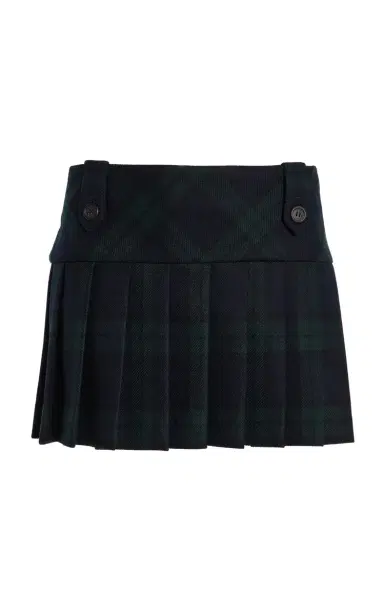 Miu Miu Pleated Checked Wool-Twill Mini Skirt | Thumbnail 1 Miu Miu Pleated Checked Wool-Twill Mini Skirt | Thumbnail 1